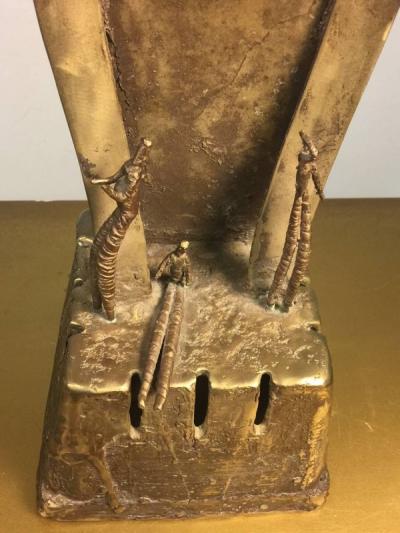 Mark Leader UNIQUE BRUTALIST BIRDS NEST AND FIGURES BRONZE SCULPTURE