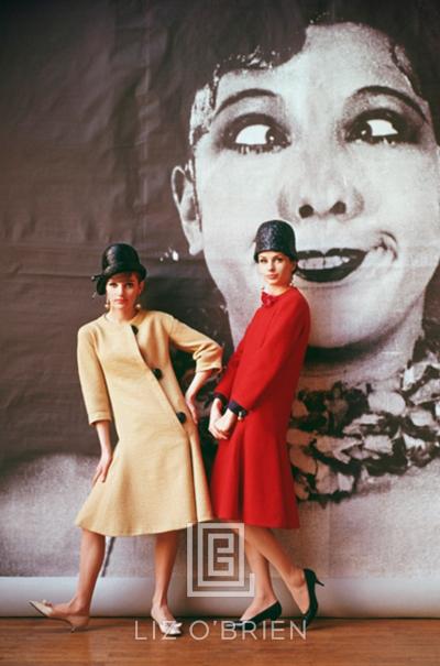 Mark Shaw 1920s Backdrop Two Girls in Yellow and Red by Nina Ricci 1961