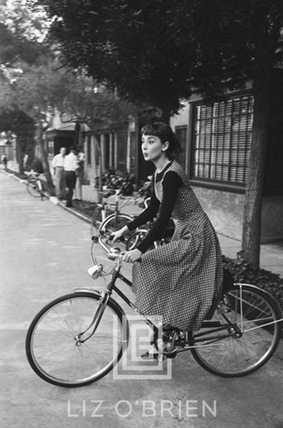 Mark Shaw Audrey Hepburn Bicycle Riding 1953