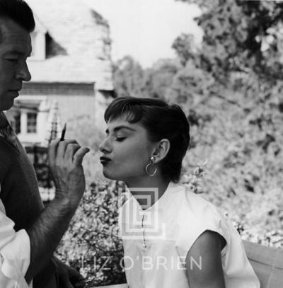 Mark Shaw Audrey Hepburn Frank McCoy on the Set of Sabrina 1953