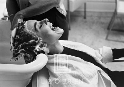 Mark Shaw Audrey Hepburn Getting Shampooed and Laughing 1953