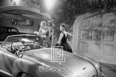 Mark Shaw Audrey Hepburn Standing Next to Convertible 1953