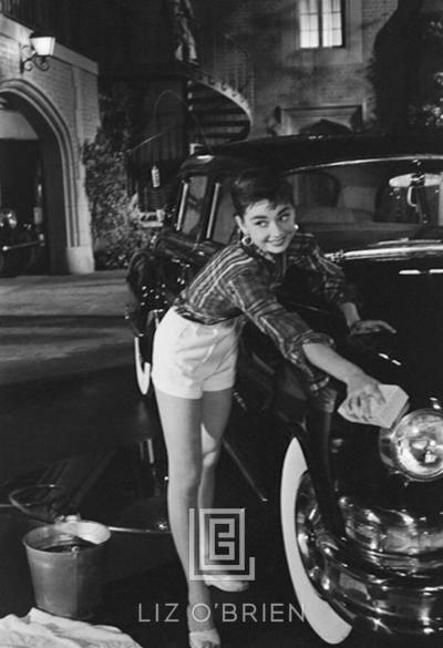 Mark Shaw Audrey Hepburn Washes Car 1953