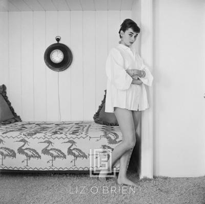 Mark Shaw Audrey Hepburn at Home Heron Day Bed Arms Crossed 1954