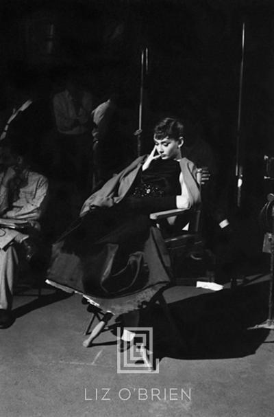 Mark Shaw Audrey Hepburn in Directors Chair on Set of Sabrina 1953