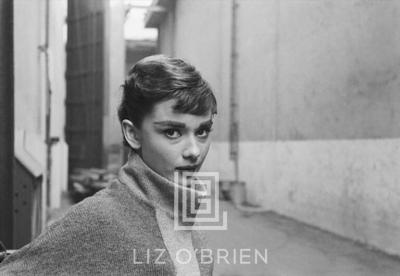 Mark Shaw Audrey Hepburn in Grey Turtleneck Sweater Glances Right Chin Down 1953