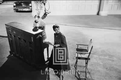 Mark Shaw Audrey Hepburn on Set of Sabrina Next to Piano 1953