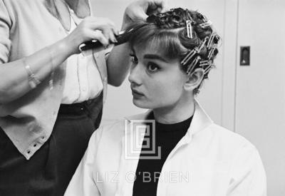 Mark Shaw Audrey Hepburn with Curlers Side 1953