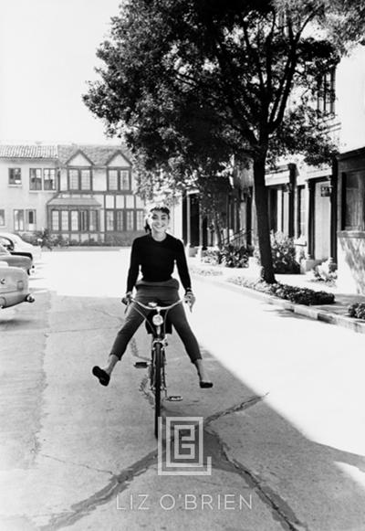 Mark Shaw Audrey on Bicycle 1953