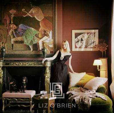 Mark Shaw Designers Homes Nico Stands with Dachshunds Wears Dior 1960
