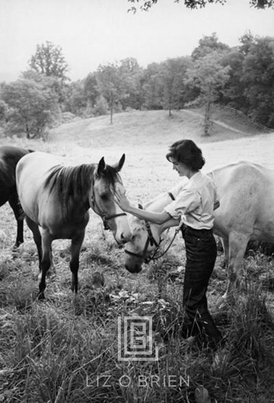 Mark Shaw Kennedy Jackie with Two Horses 1959