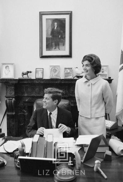 Mark Shaw Kennedys JFK and Jackie at Senate Desk Smiling