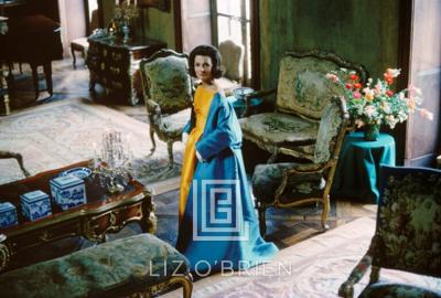 Mark Shaw Lee Radziwill Blue Cape in Brocade Room 1962