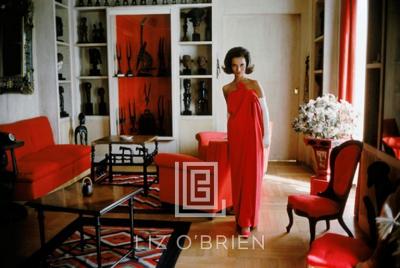Mark Shaw Lee Radziwill Red Gown in Red Room 1962 