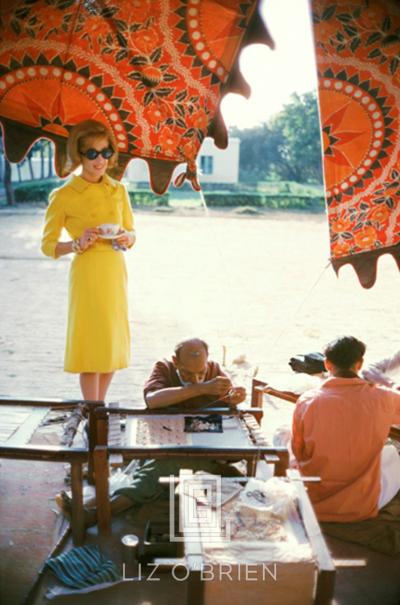 Mark Shaw Tiger Morse in Yellow Suit Watches Sewing 1962