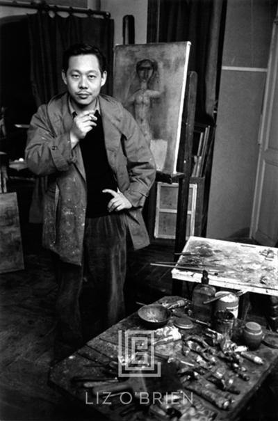 Mark Shaw Zao Wou Ki Portrait with Nude Painting circa 1950