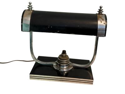 Markel Company MODERNIST ART DECO CHROME BLACK ENAMEL BAKELITE DESK LAMP BY MARKEL