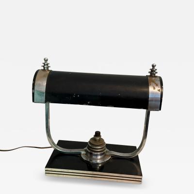 Markel Company MODERNIST ART DECO CHROME BLACK ENAMEL BAKELITE DESK LAMP BY MARKEL