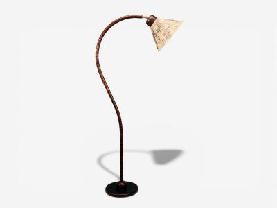 Marksl jd Attribution Floor Lamp Stained Wood Fabric Sweden 1970s