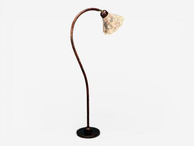 Marksl jd Attribution Floor Lamp Stained Wood Fabric Sweden 1970s
