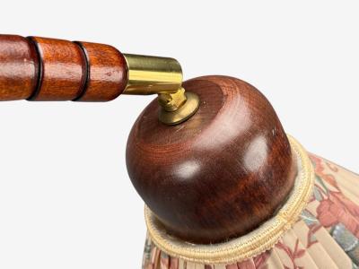 Marksl jd Attribution Floor Lamp Stained Wood Fabric Sweden 1970s