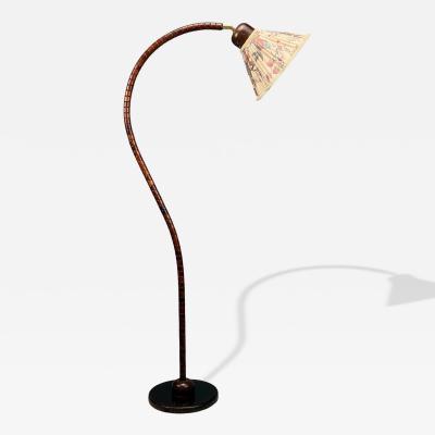 Marksl jd Attribution Floor Lamp Stained Wood Fabric Sweden 1970s