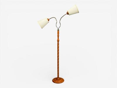 Marksl jd Floor Lamp Light Wood Metal Fabric Sweden 1990s