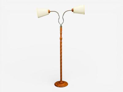 Marksl jd Floor Lamp Light Wood Metal Fabric Sweden 1990s
