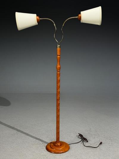Marksl jd Floor Lamp Light Wood Metal Fabric Sweden 1990s