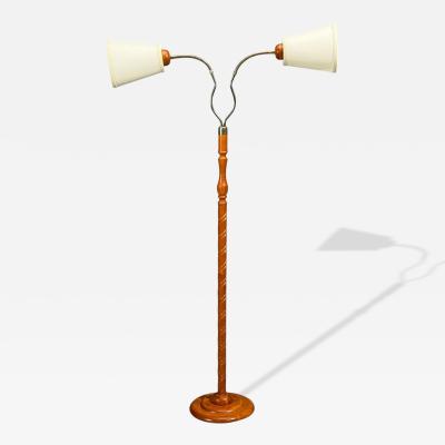 Marksl jd Floor Lamp Light Wood Metal Fabric Sweden 1990s