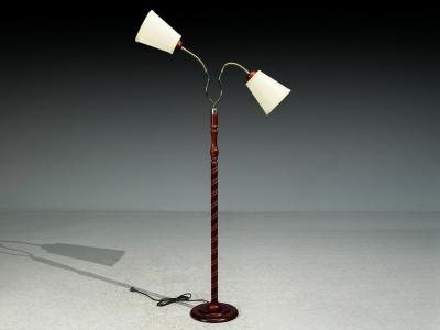Marksl jd Floor Lamp Wood Metal Fabric Sweden 1970s
