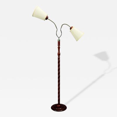 Marksl jd Floor Lamp Wood Metal Fabric Sweden 1970s