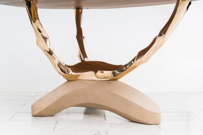 Markus Haase Bronze Walnut and Limestone Foyer Table