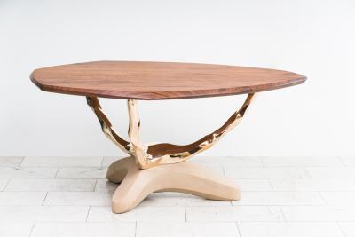 Markus Haase Bronze Walnut and Limestone Foyer Table
