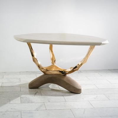 Markus Haase Markus Haase Bronze Bleached Ash and Limestone Foyer Table DE 2024