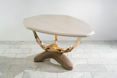 Markus Haase Markus Haase Bronze Bleached Ash and Limestone Foyer Table DE 2024