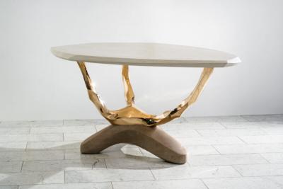 Markus Haase Markus Haase Bronze Bleached Ash and Limestone Foyer Table DE 2024