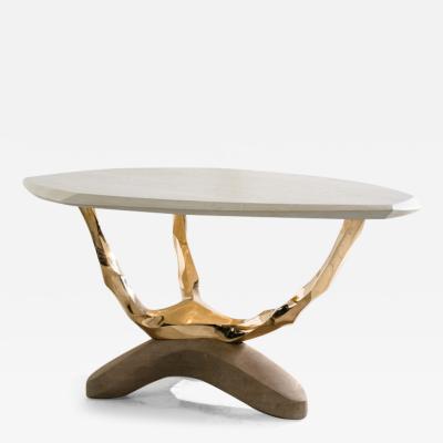 Markus Haase Markus Haase Bronze Bleached Ash and Limestone Foyer Table DE 2024