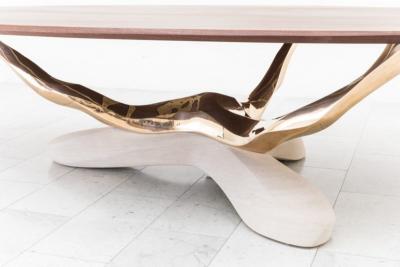 Markus Haase Markus Haase Bronze Walnut and Limestone Dining Table USA 2018