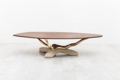 Markus Haase Markus Haase Bronze Walnut and Limestone Dining Table USA 2018