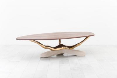 Markus Haase Markus Haase Bronze Walnut and Limestone Dining Table USA 2018