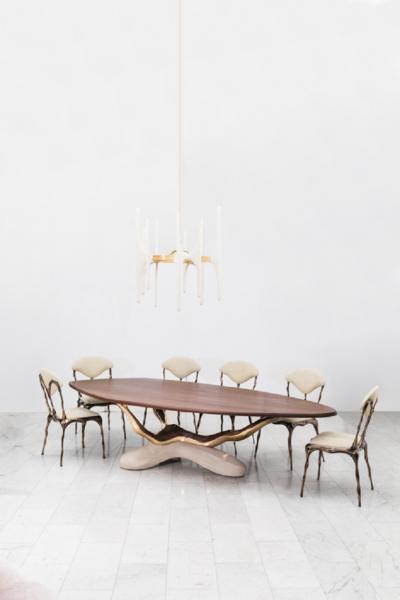 Markus Haase Markus Haase Bronze Walnut and Limestone Dining Table USA 2018