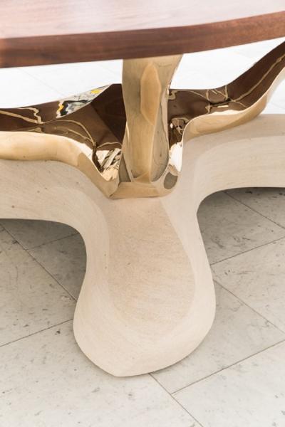 Markus Haase Markus Haase Bronze Walnut and Limestone Dining Table USA 2018