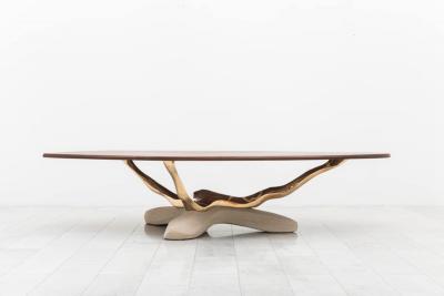 Markus Haase Markus Haase Bronze Walnut and Limestone Dining Table USA 2018