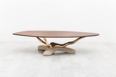 Markus Haase Markus Haase Bronze Walnut and Limestone Dining Table USA 2018
