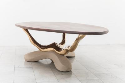 Markus Haase Markus Haase Bronze Walnut and Limestone Dining Table USA 2018