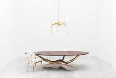 Markus Haase Markus Haase Bronze Walnut and Limestone Dining Table USA 2018