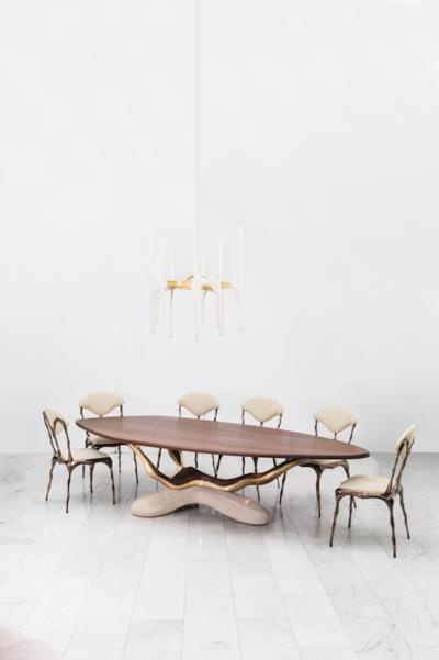 Markus Haase Markus Haase Bronze Walnut and Limestone Dining Table USA 2018