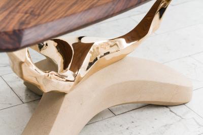 Markus Haase Markus Haase Bronze Walnut and Limestone Foyer Table USA 2022