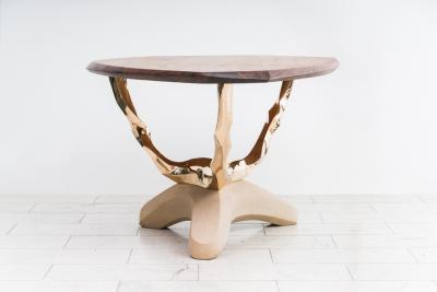 Markus Haase Markus Haase Bronze Walnut and Limestone Foyer Table USA 2022